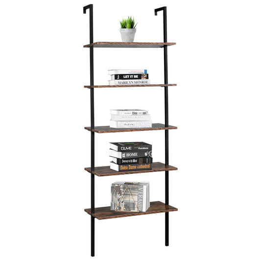 5-Tier Industrial Wall Bookshelf
