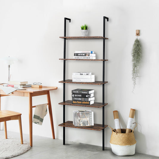 5-Tier Industrial Wall Bookshelf